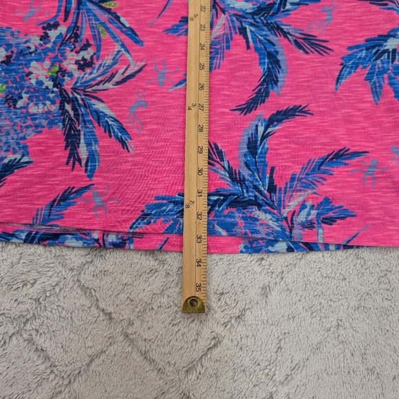 Lilly Pulitzer Dress Womens M Pink Tiki Blue Surfcrest Out On A Limb Swing Mini - Picture 9 of 10